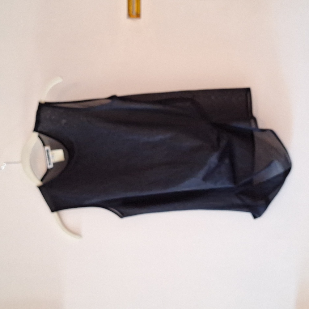 JIL SANDER sheer black shell top with asymmetrical bottom
